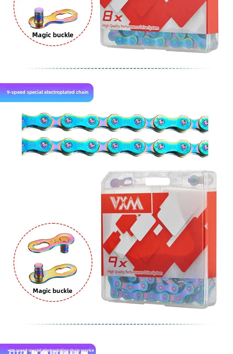 Mountain road bike chain Bycicle full electroplated rust-proof color 8-speed 9 10 11S variable speed accessory chain Chains