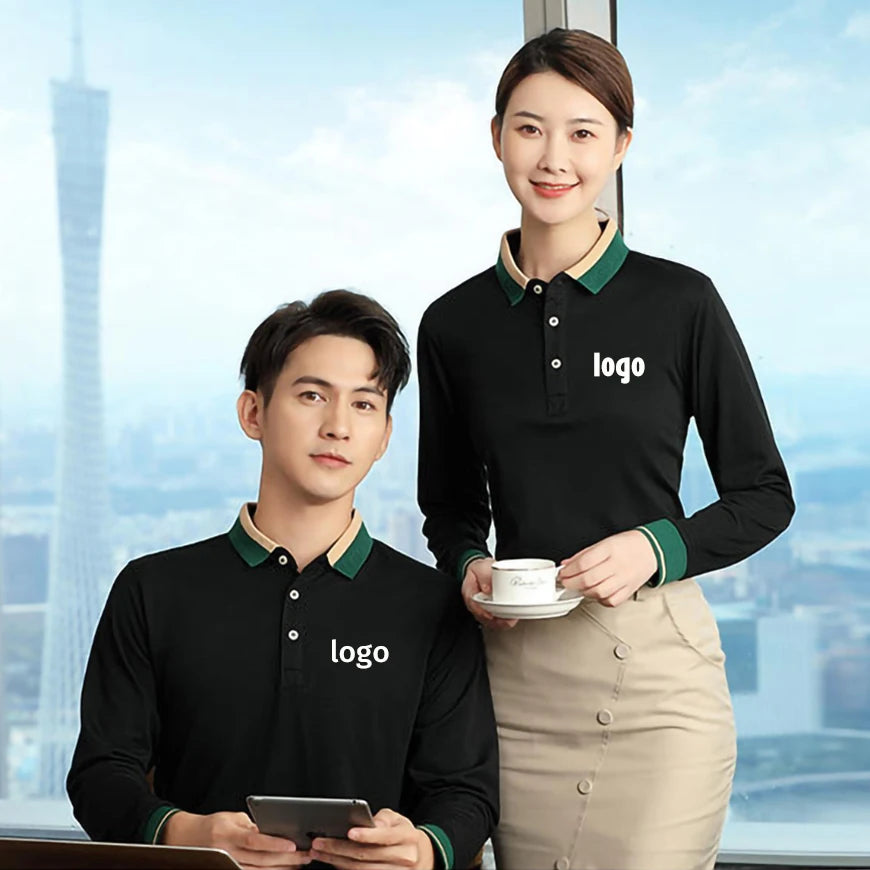 Long Sleeve Polo Shirts Custom Logo Mens T Shirt Restaurant Uniforms Women's Workwear Designer Company Team Clothes
