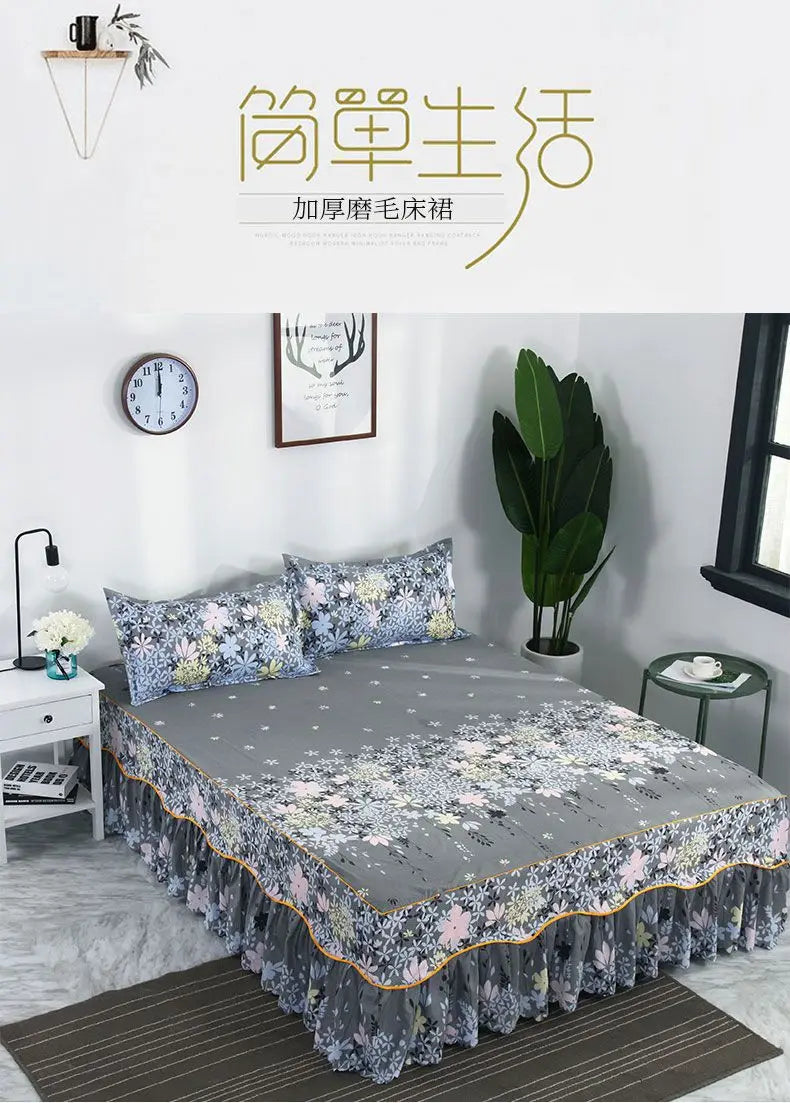 Bedding Set Home Textile Cotton Bedspread Elastic Fitted Mattress Cover Couple Quilt Single Bed Sheet with 2pcs Pillow Covers