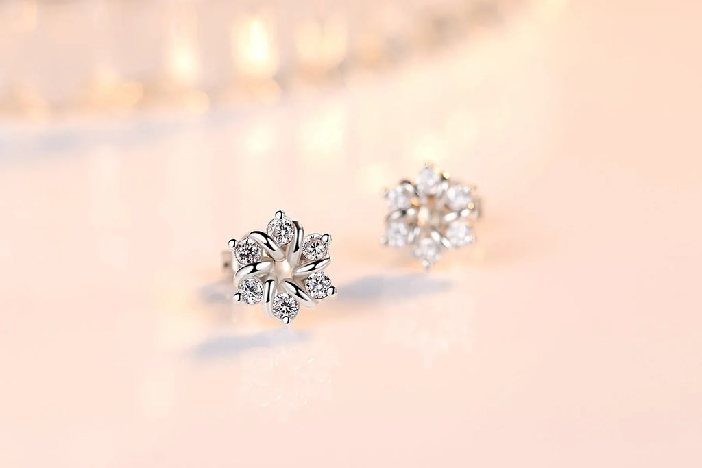 925 Sterling Silver Earrings For Women Zirconia Flower Stud Earring Oorbellen Brincos De Prata Pendientes Wedding Party Gift