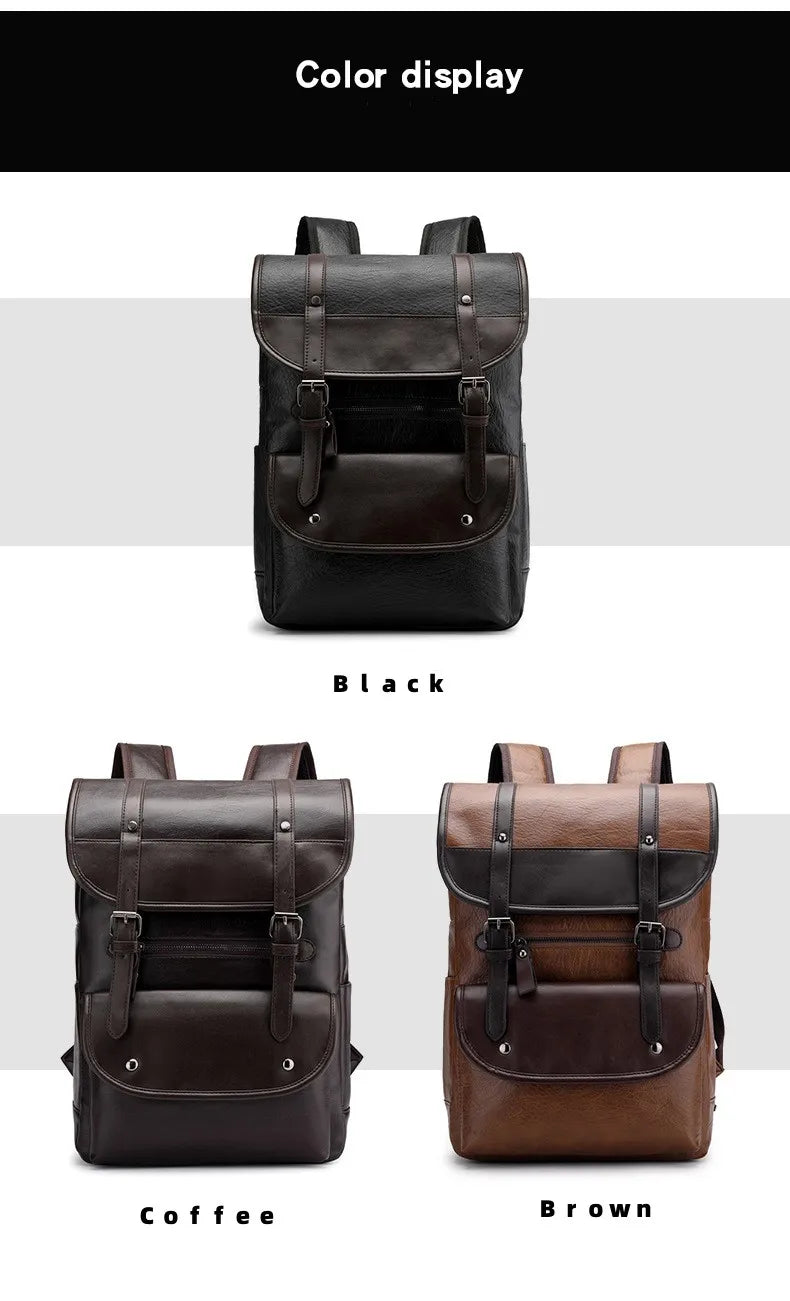 New Backpack Men's Trendy Retro Bag Business Computer Bag Travel Weekend Large Capacity Waterproof and Durable Leather Backpack