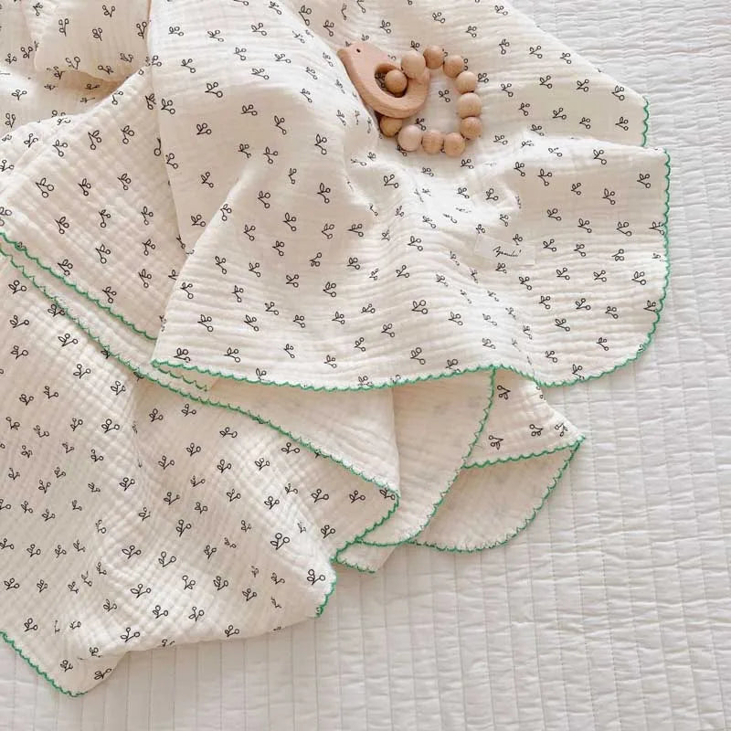 2-3 Layers Baby Blankets Bear Dots Print Cotton Gauze Muslin Swaddle Wrap Newborn Infant Bedding Sleeping Receving Blanket