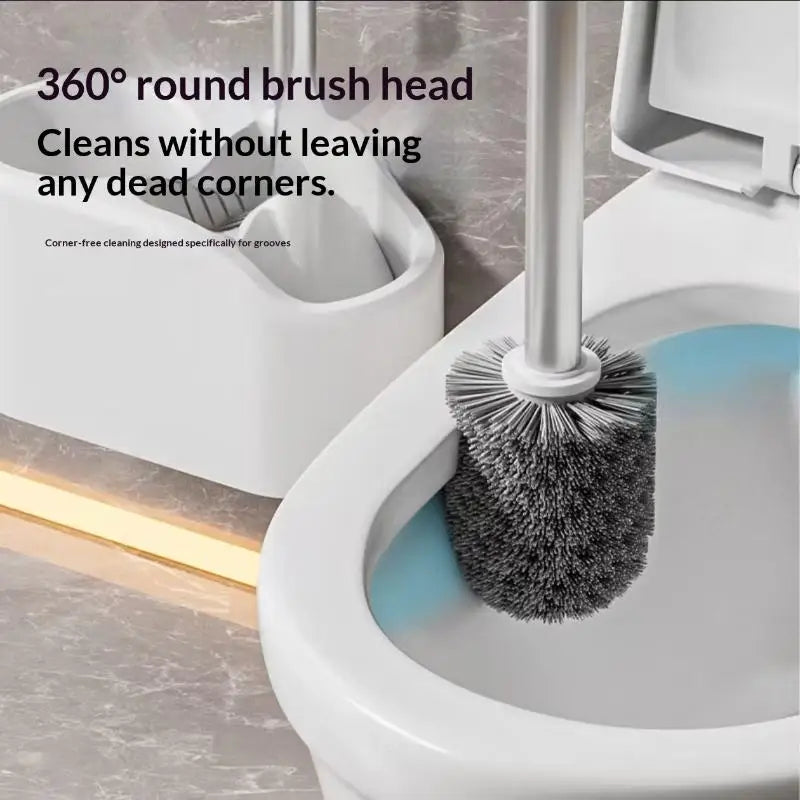 Bathroom Cleaning Made Easy with 4-In-1 Multifunctional Toilet Brush, Full 360° No Dead Corner Cleaning Set.