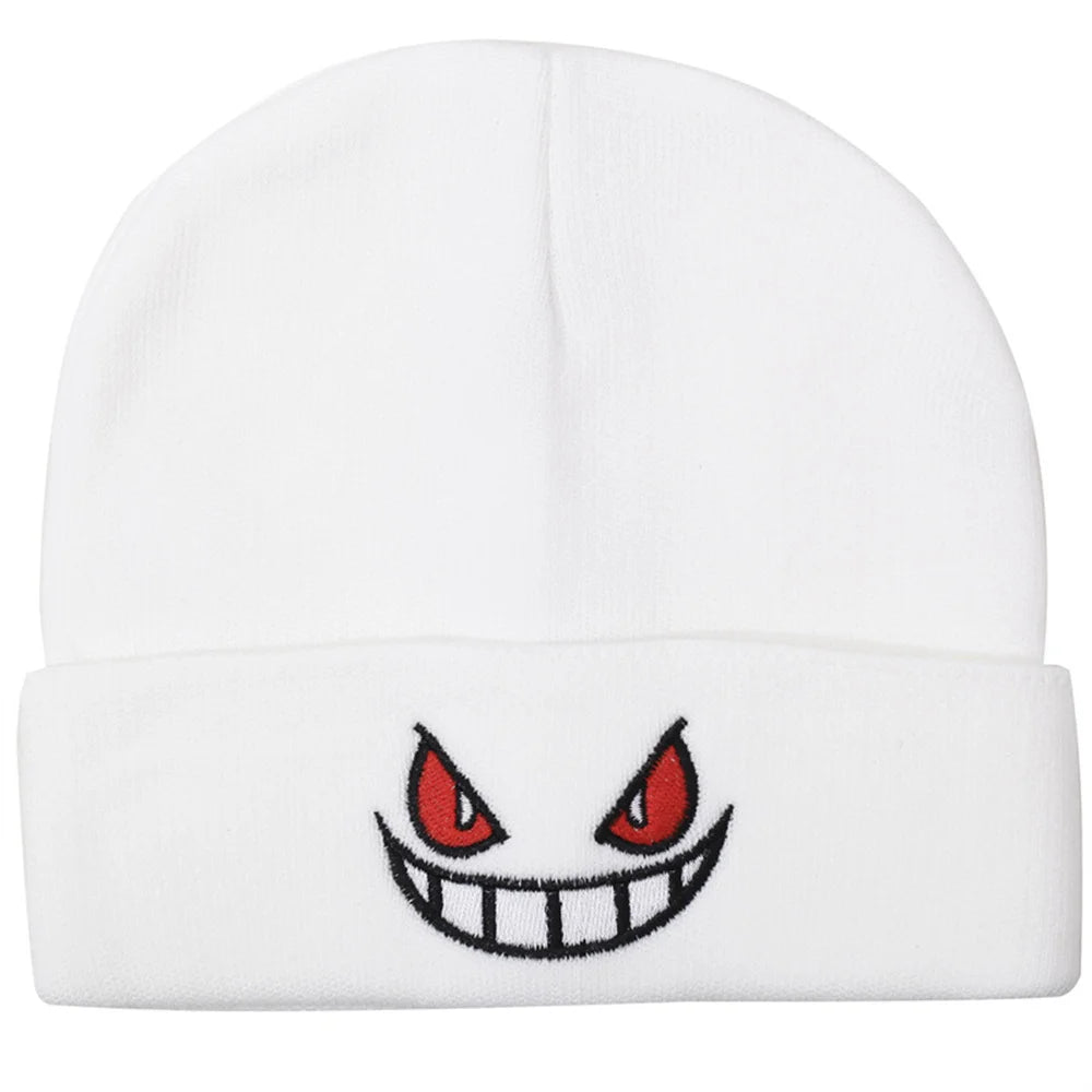 Cartoon Embroidered Beanies Popular American Anime Cartoon Embroidered Knitted Autumn Winter Warm Hat Wool Hat Gengar Beanies