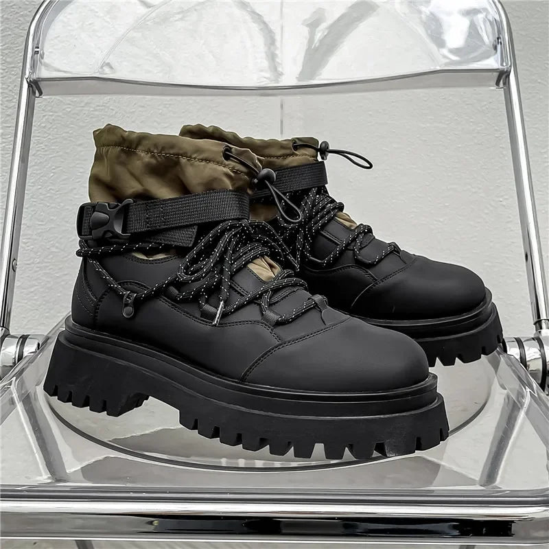 Fipatbu Men's Boots Fashion Designer High Top  Non Slip Height Increased Round Toe Winter Work Breathable Walking Botas Hombre