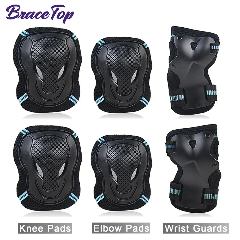 6Pcs/Set Sports Protective Gear Set Skating Knee Pad Elbow Pad Wrist Hand Protector for Kid Adult Cycling Roller Rock Climbing