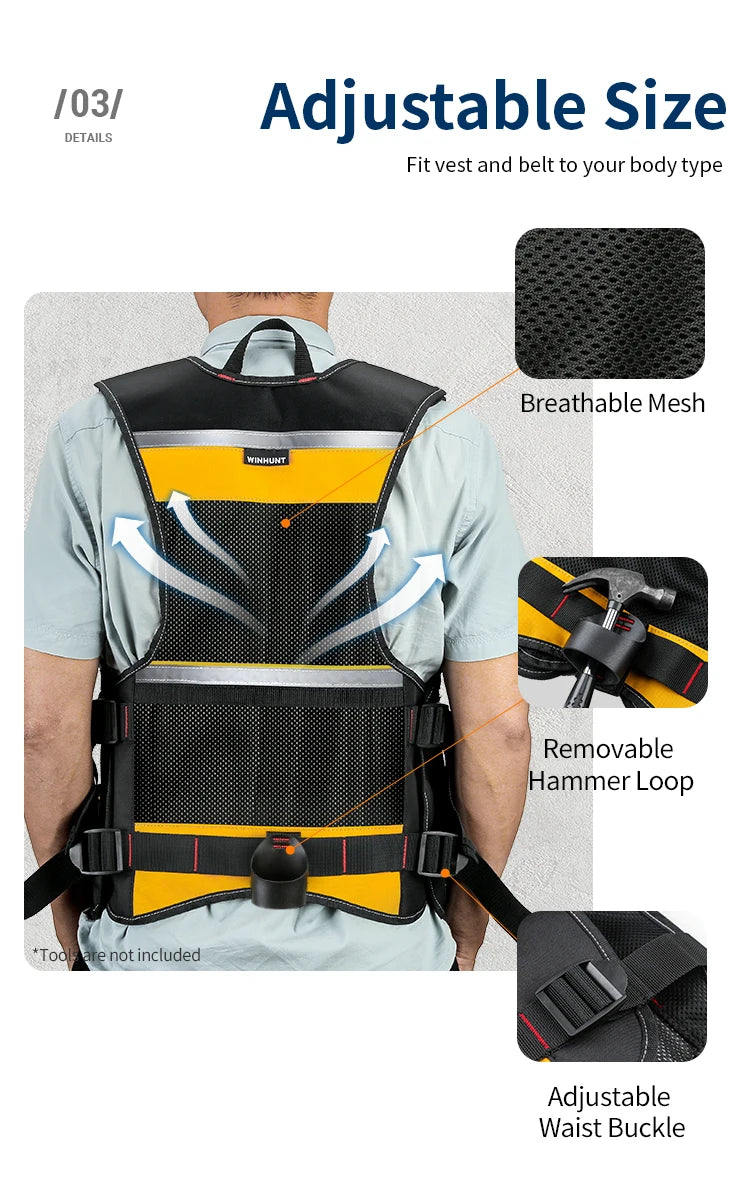 Electrician Tool Vest Storage Bag Holder Handyman Adjustable Strap Workshops Craftsmen Convenient Tool Gardening Multi Pocket