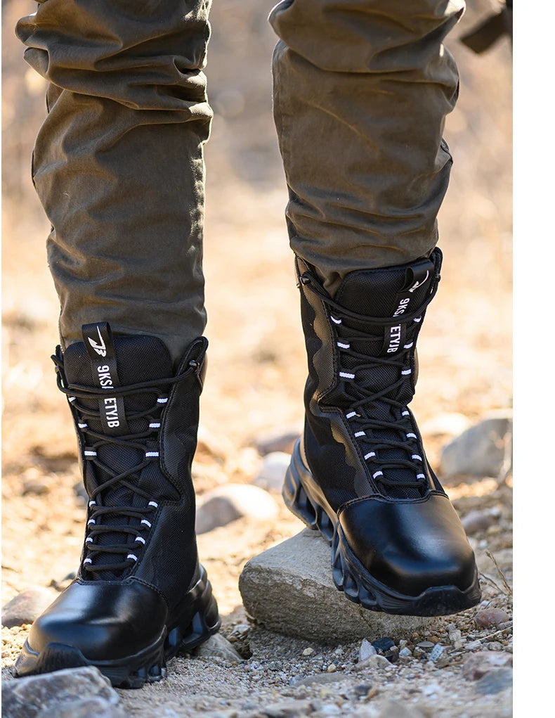 New Fashion 2024 Men Boots Safety Shoes Security Steel Toe Cap Military Boots Working Steel Toe Anti-Smashing Men's Work Boots
