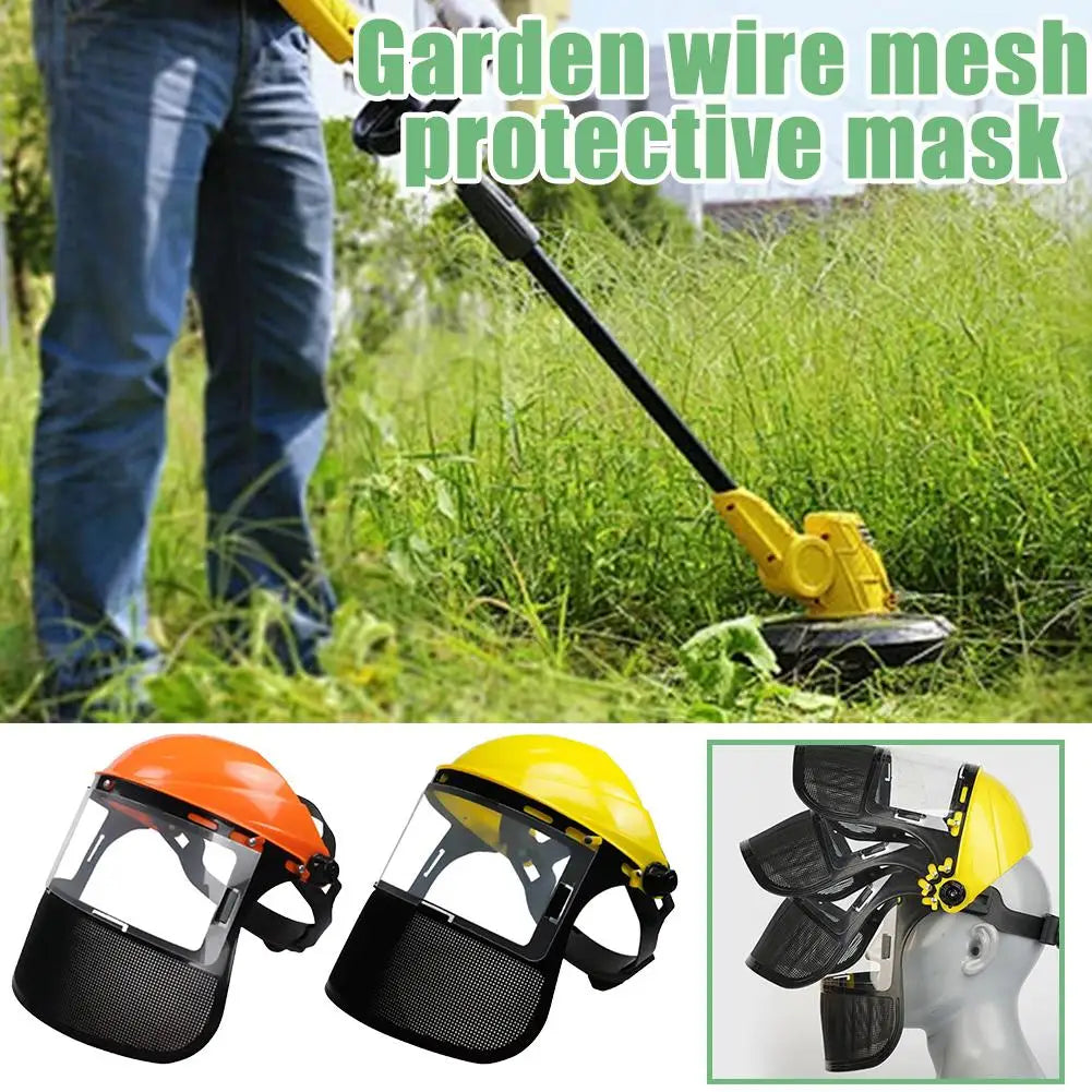 Garden Grass Trimmer Safety Helmet Hat With Full Face Mesh Protective Mask For  Logging Brush Cutter Forestry Protection