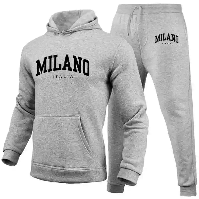 Men's sports hooded sweatshirt set  printed sweatshirt  sweatpants  hooded top  jogging pants  casual streetwear  sportswear