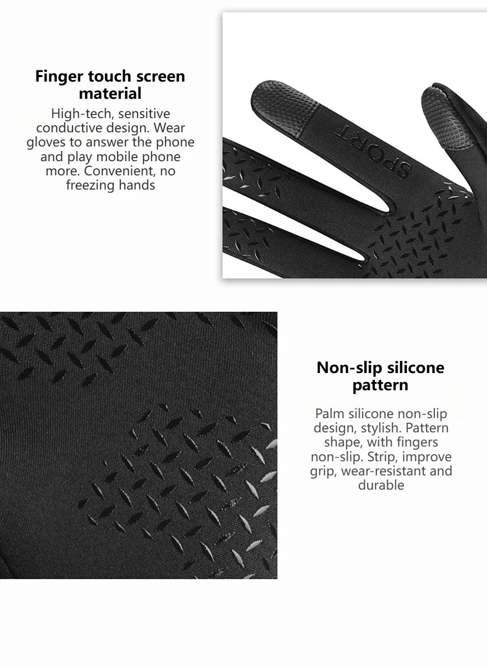 GTUBIKE Winter Men's Women's Warm Gloves Windproof Waterproof Touchscreen Gloves Outdoor Sports Running Fishing Cycling Glove