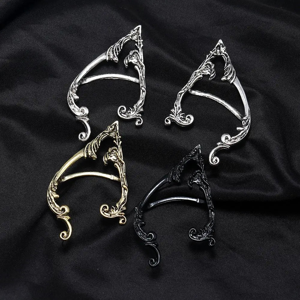 Ear Hook Clip Earrings Solid Color Fashion Design Gothic Elves Ear Cuff Women Earrings Korean Ear Bone Clip Pierced Earrings