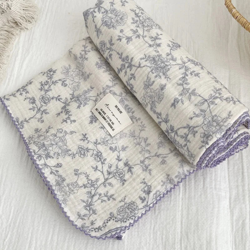 2-3 Layers Baby Blankets Bear Dots Print Cotton Gauze Muslin Swaddle Wrap Newborn Infant Bedding Sleeping Receving Blanket