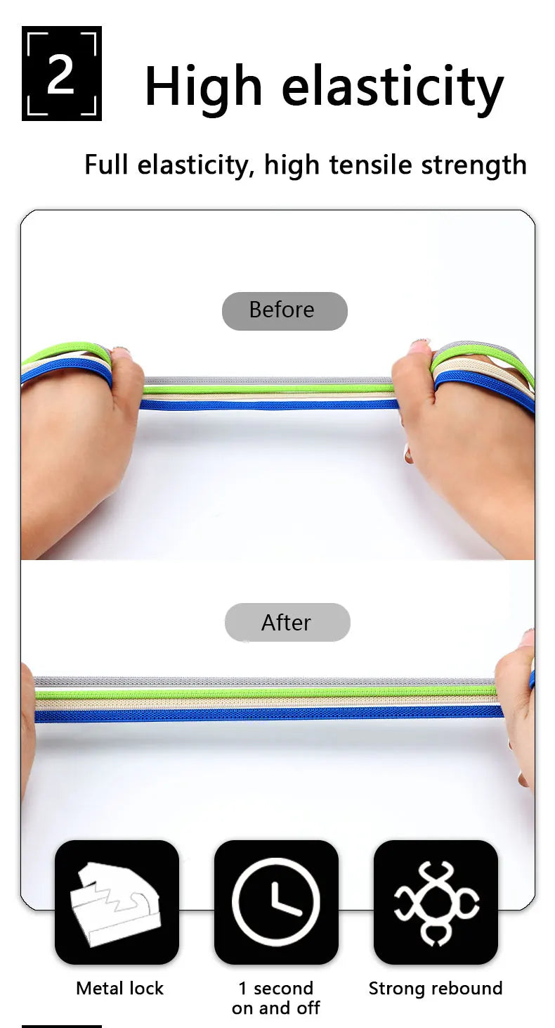 No Tie Elastic Shoe Laces One Size Fits All Adult and Kids Shoes Shoelaces for Sneakers Shoelace Tieless Flat Expand Shoestrings