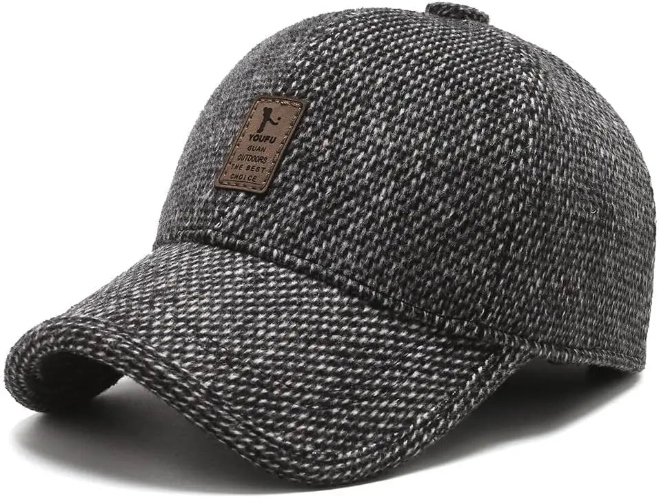 Men's Hat with Earmuffs, Baseball Cap, Warm, Cold Protection, Windproof, Size Adjustable, Cool, Casual, Work Camp, Climbing, Out