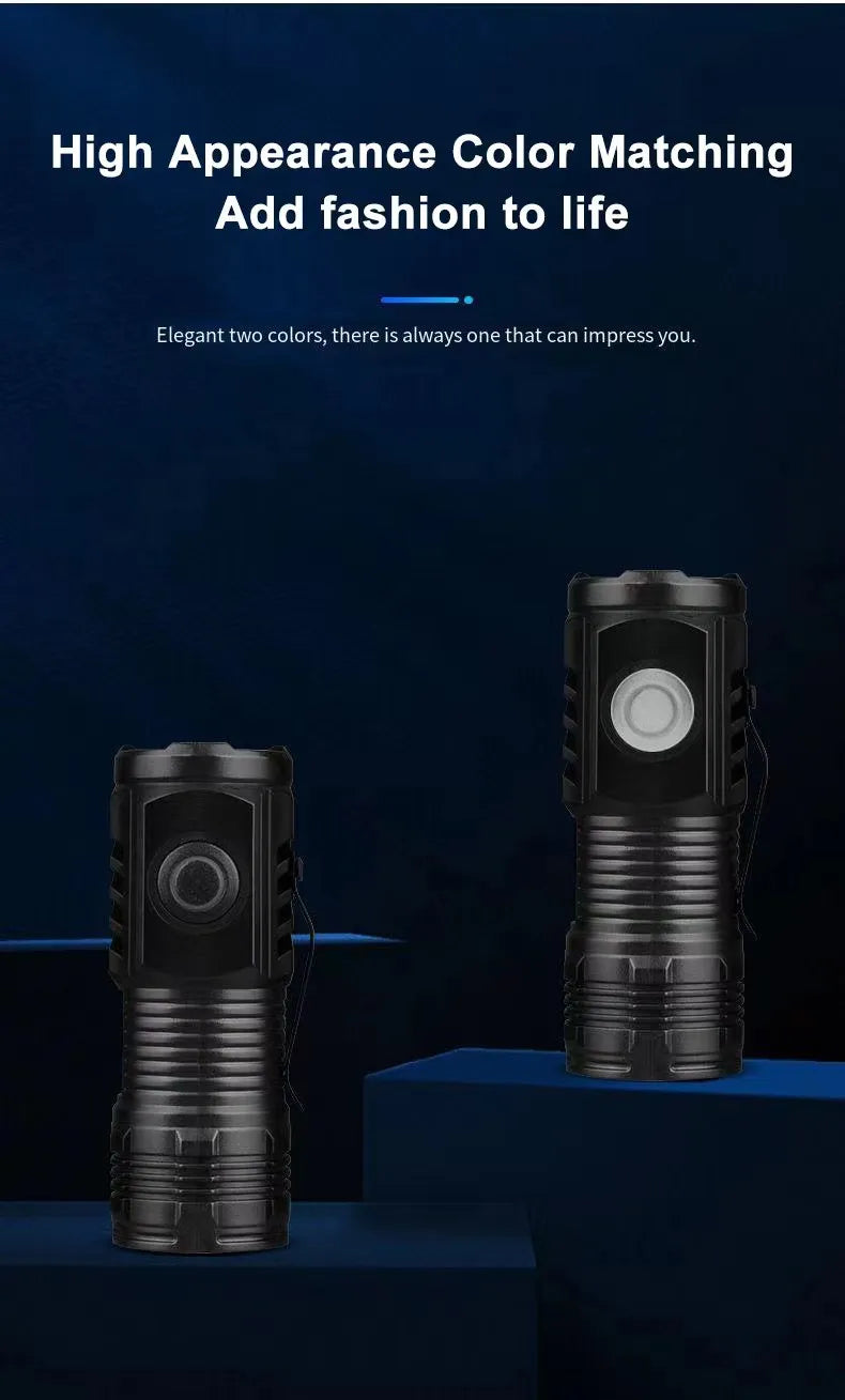 LED Strong Light Flashlight Rechargeable Multi functional for Long Range Portable Outdoor Home Mini Flashlight Cap Clip Light