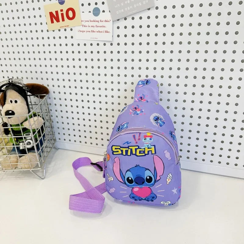 Stitch & Angel Sling Chest Bag, Cartoon Anime Crossbody Bag, Fashionable Casual Shoulder Bag with Coin Purse for Daily Travel