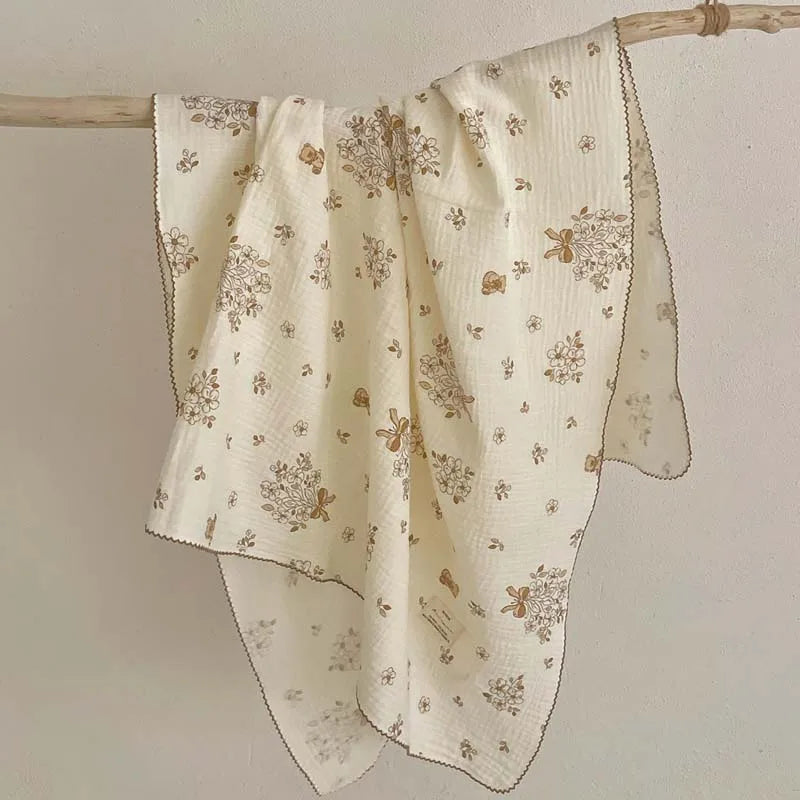 2-3 Layers Baby Blankets Bear Dots Print Cotton Gauze Muslin Swaddle Wrap Newborn Infant Bedding Sleeping Receving Blanket