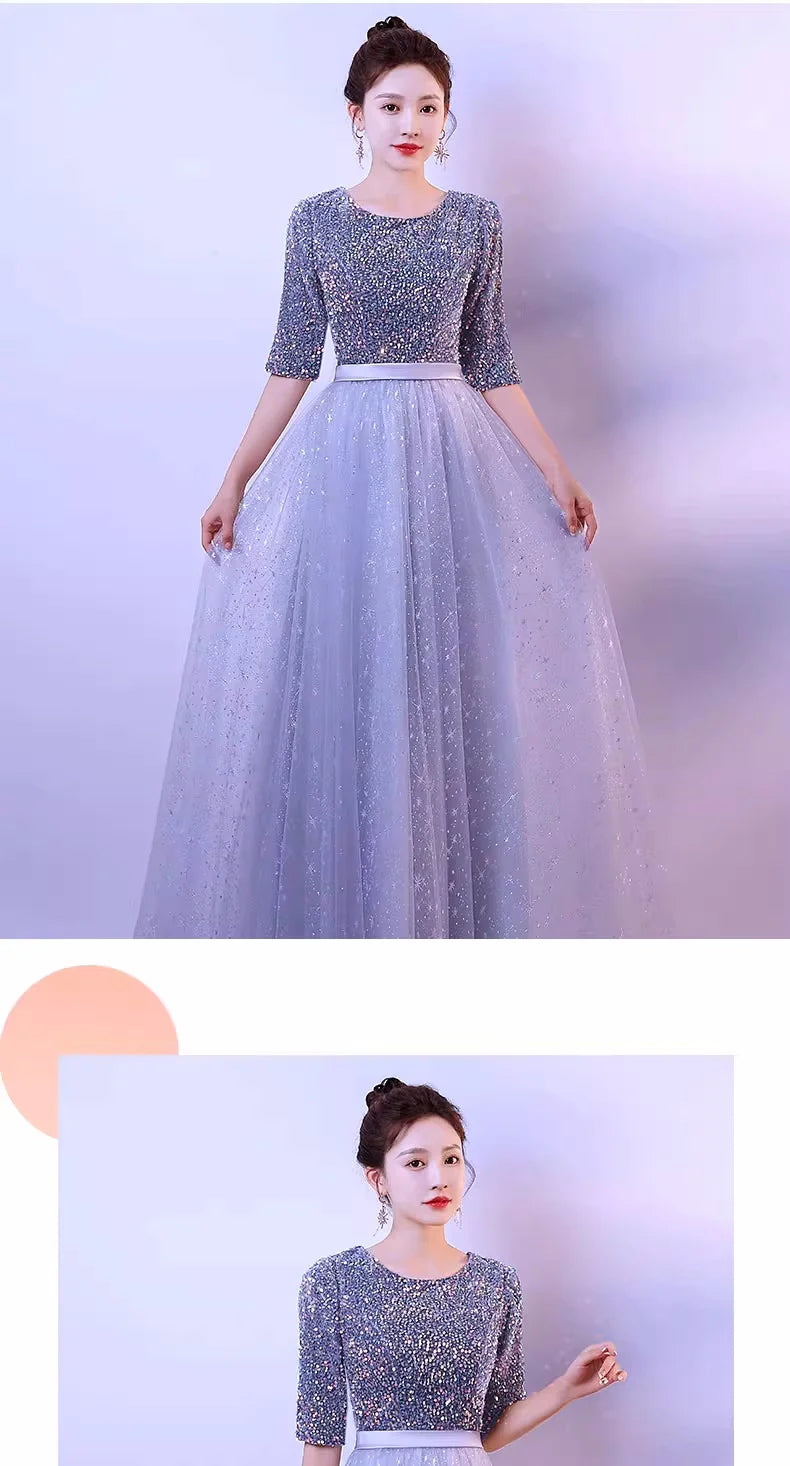 DMZ-75#Evening Bridesmaid Dresses Long Chorus Costume Host Adult Christmas Dress Sequin Wholesale Royal Blue Red  Wine Red Gary