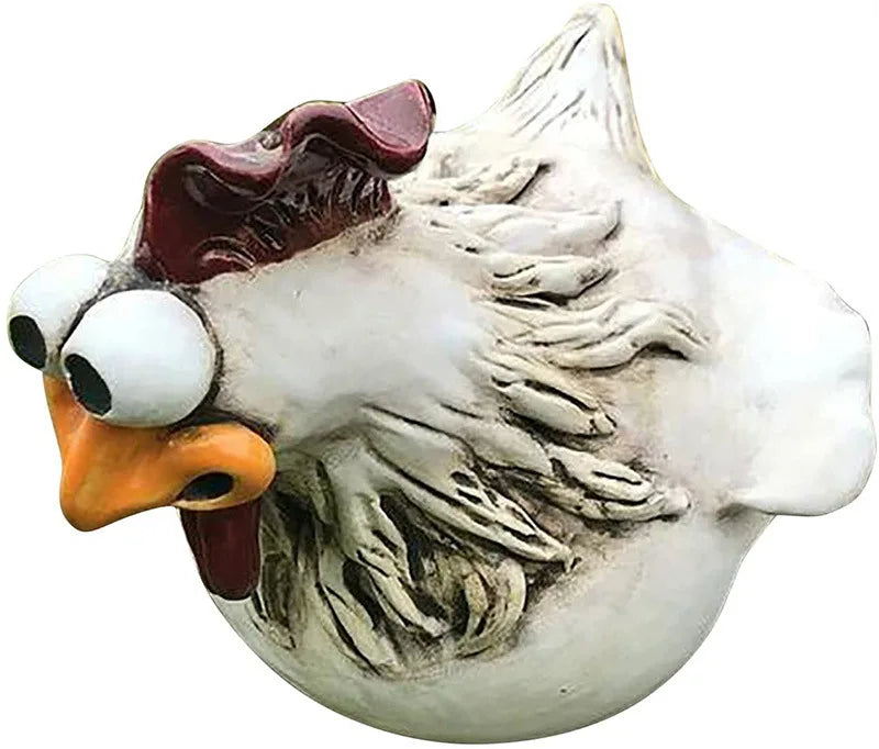 Funny Fence Chicken Spoof Rooster Garden Decoration Ornaments Resin Craft Garden  Garden
