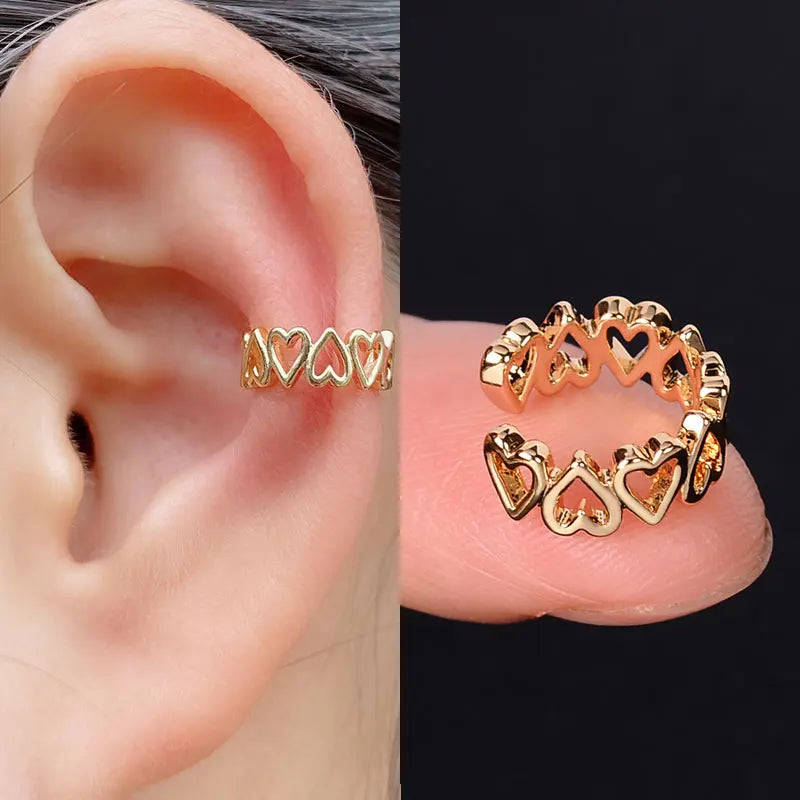 Stackable Earrings Without Ear Hole Star Wrap Clip On Earrings Earcuff for Women Ear Screen Climb Cuffs Fake Piercing One pair