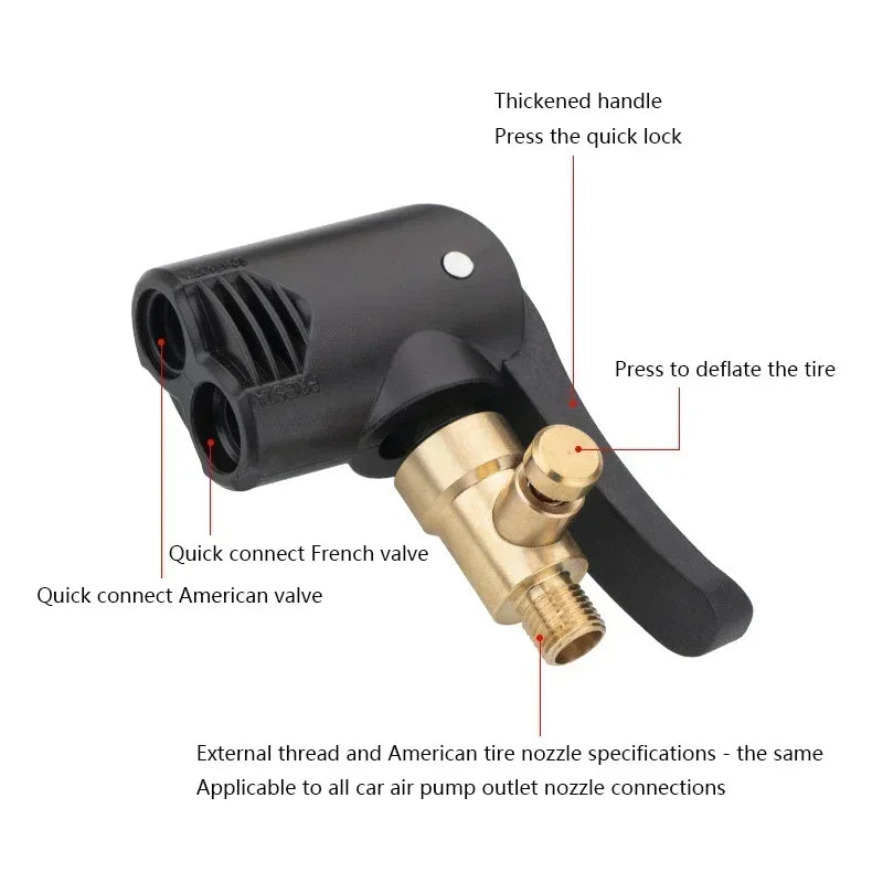 Bicycle Pump Nozzle Hose Adapter Dual Head Pumping Parts Service Accessories Valve Convertor Bycicle