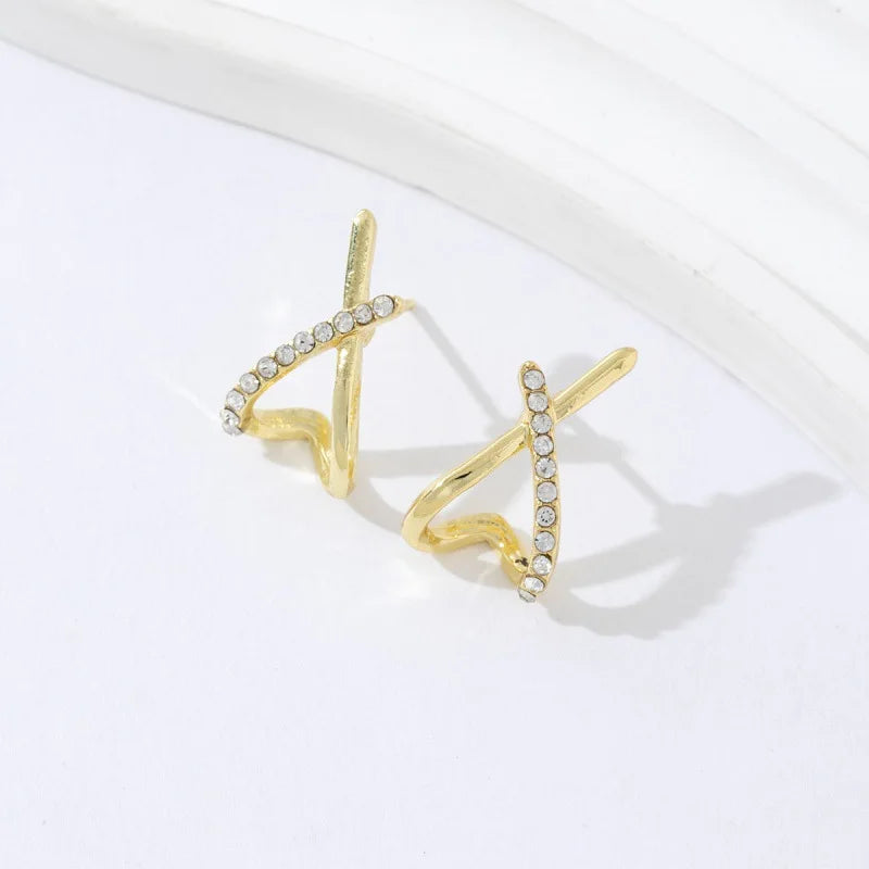 Trendy Inlaid with Rhinestones Cross Stud Earrings for Women Dainty Simple Minimalist Earring Fashion Jewelry Party Gifts