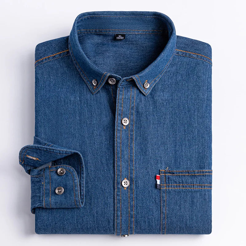 Men's shirt Long sleeve Autumn and winter 100% cotton denim coat Business casual wear high quality fashion breathable