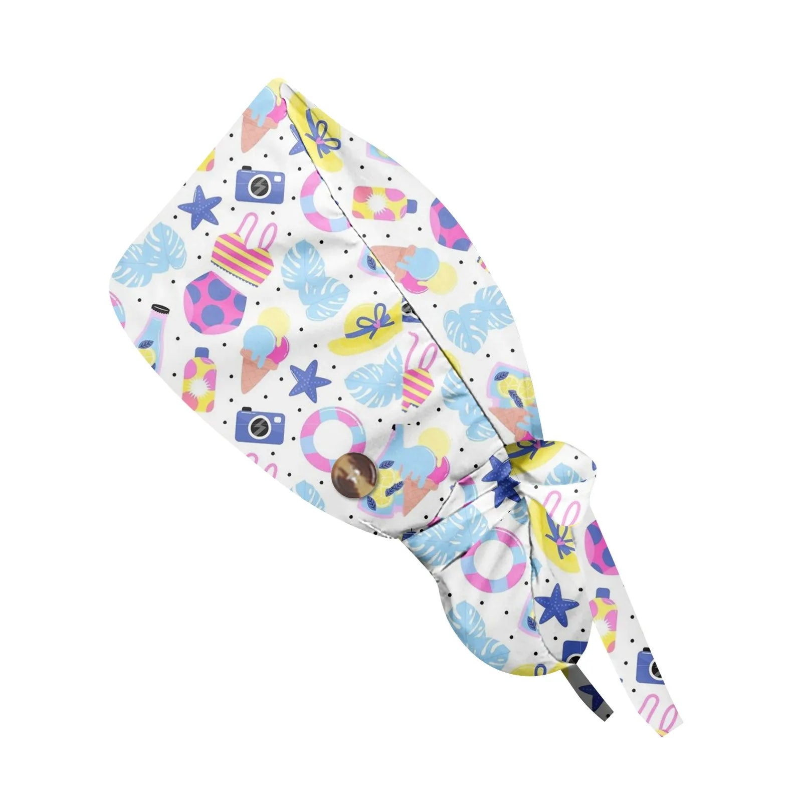 Long Hair Work Hat Fashion Cartoon Print Adjustable Work Cap Beauty Salon Nursing Cap Female Surgical Hat Scrub Caps Acces