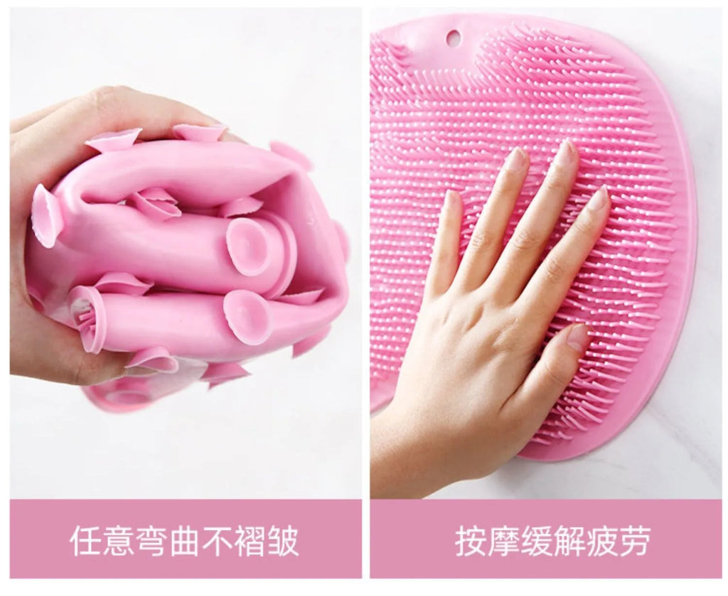 Bathroom wall pasting, back wiping, lazy silicone bath brush, suction cup, back wiping, foot massage cleaning, bath brush