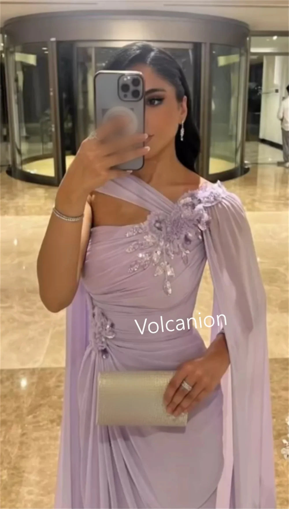 Customized Chiffon Applique Sequined Pleat A-line One-shoulder Long Dresses Bespoke Occasion Party Elegant Fashion Formal