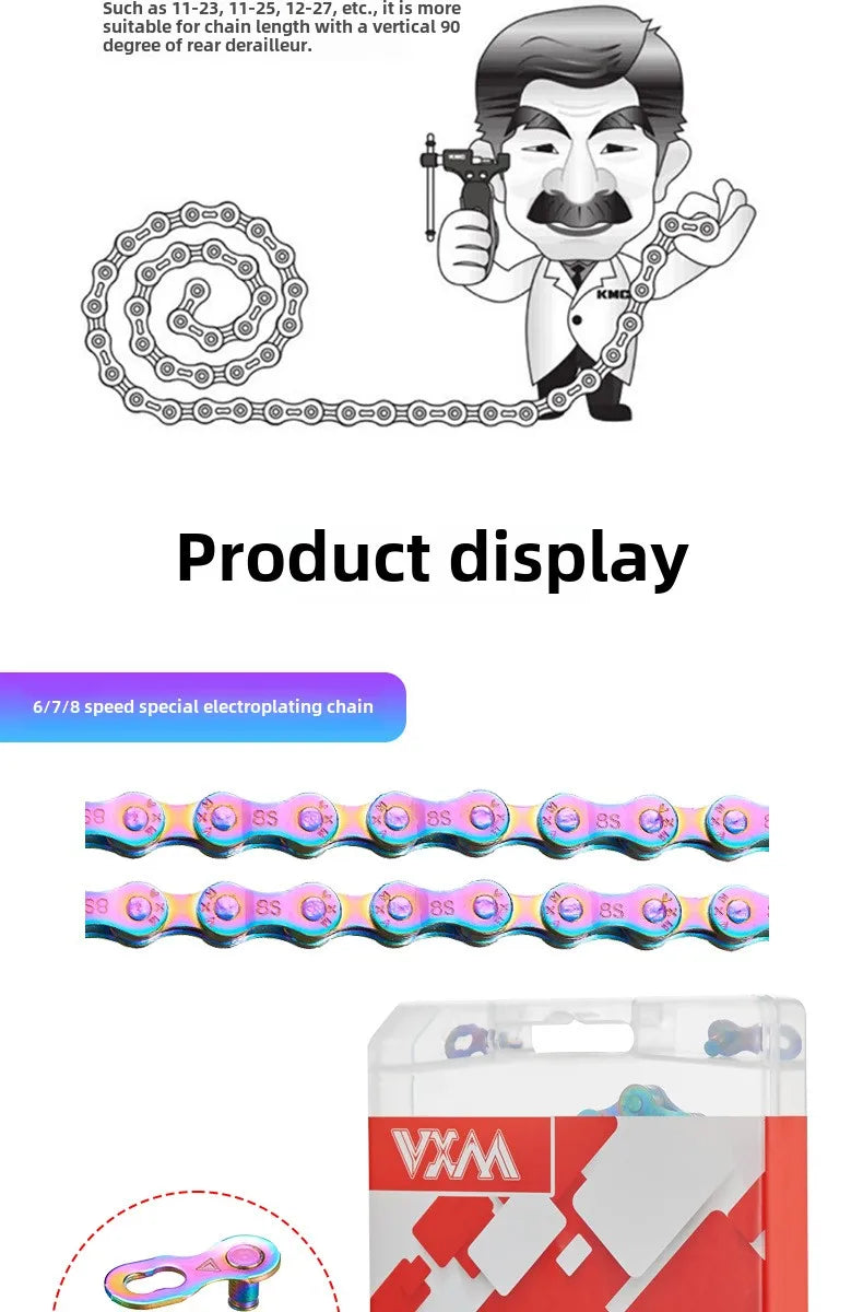 Mountain road bike chain Bycicle full electroplated rust-proof color 8-speed 9 10 11S variable speed accessory chain Chains