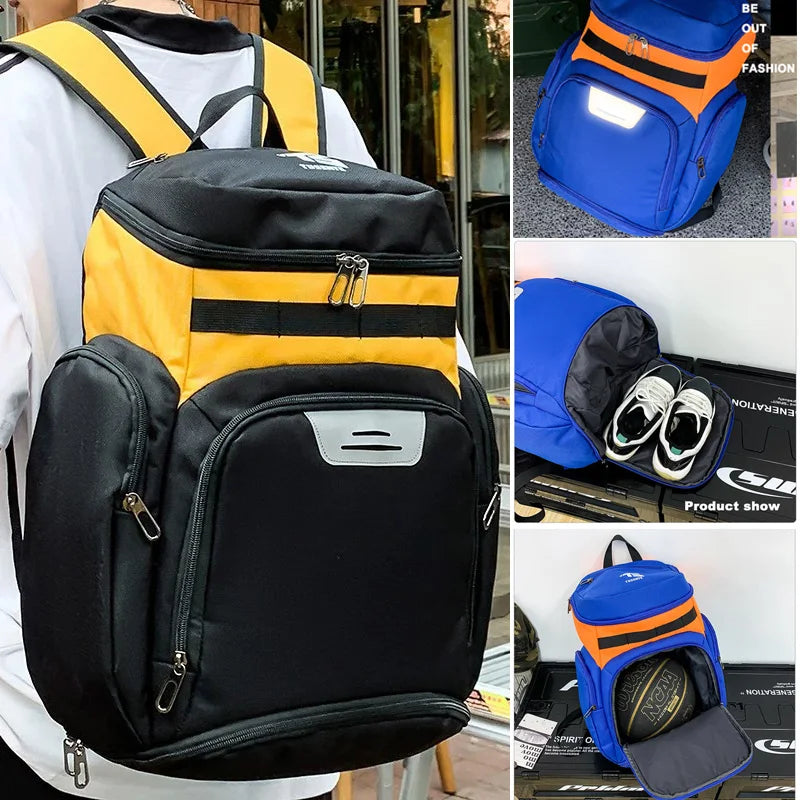 Basketball Soccer Backpack with Shoes Pocket  Outdoor Sports Training Commuting Bag Gym Fitness Bag College Laptop Schoolbag Men