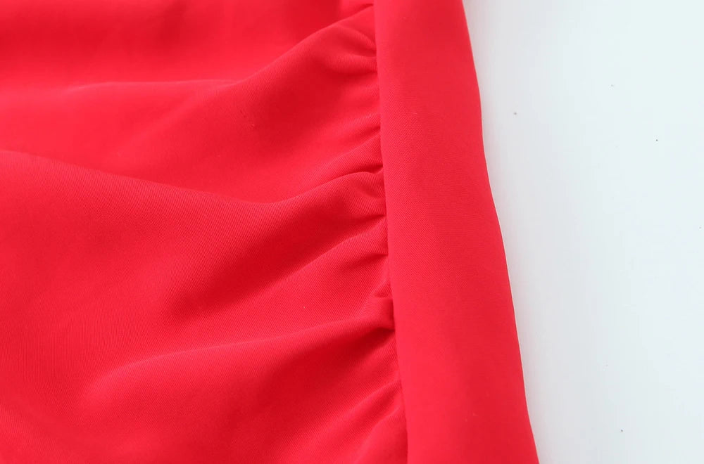 Draped Midi Dress for Women, Straight Neck, Thin Straps, Backless Female Dresses, Chic Fashion