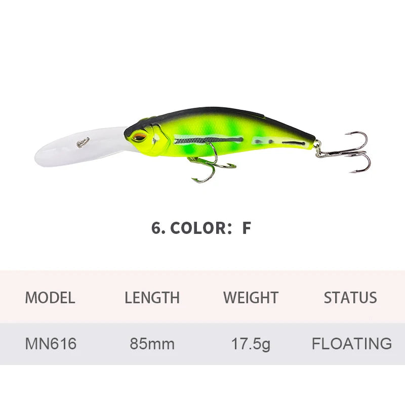 8.5cm 17.5g Fishing Lures Floating Minnow Wobbler Long Casting Deep Diving Artificial Hard Bait Swing Jerkbait Bass Trout MN616