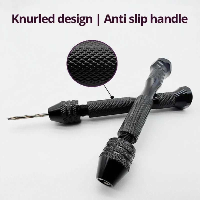 Mini Tool Set with Black Hand Twist Drill 10Pcs Fried Dough Twists Drill for Woodworking Drilling Rotary Wood Holes Tools