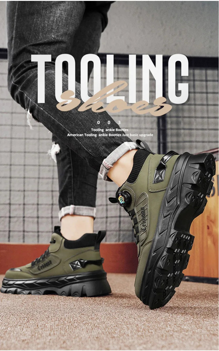 Men's Autumn New Retro Work Boots, Thick-Soled High-Top Casual Ankle Boots, Non-Slip Durable, Ideal for Daily & Outdoor Wear