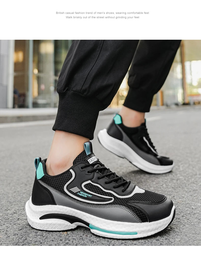 New Trendy Men's Sports Shoes Cushion Running Sneakers Outdoor Leisure Walking Jogging Trainers Soft Sole Breathable Footwear