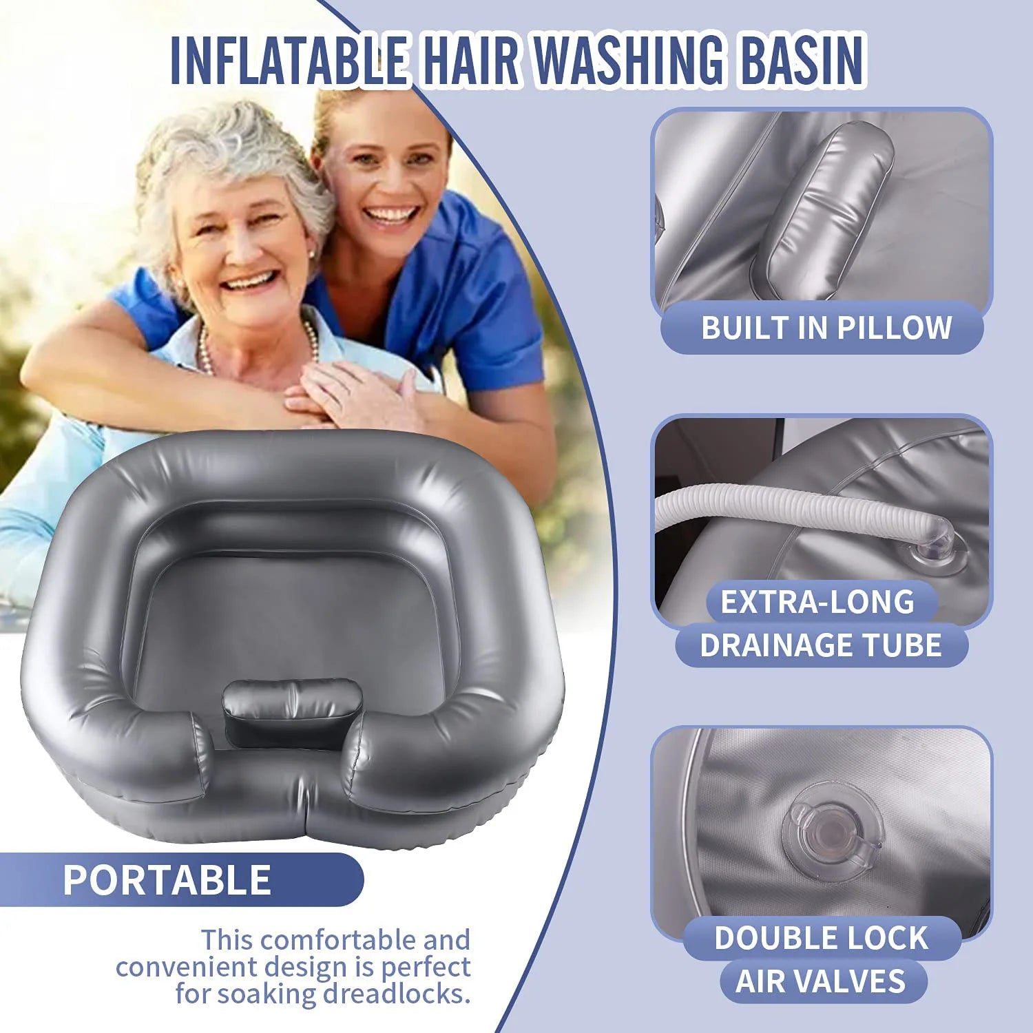 Home Care,Camping, Emergency Bathroom Bedside Hair Basin Sitting or Lying Washing For Pregnant Women Mothers the Elderly Patient