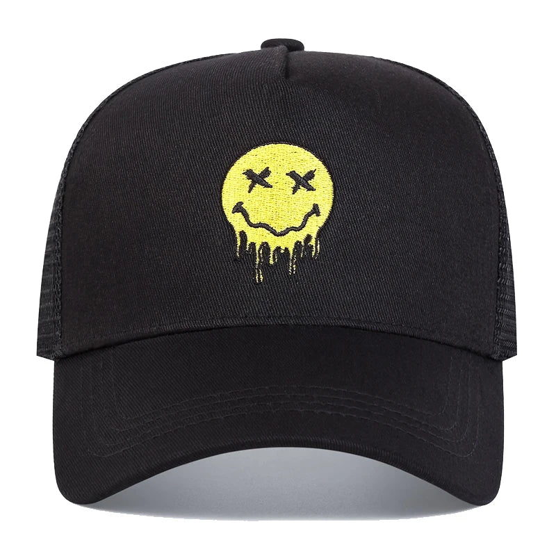 Unisex XX Smiling Face Print Baseball Net Caps Spring and Summer Outdoor Adjustable Casual Hats Sunscreen Hat