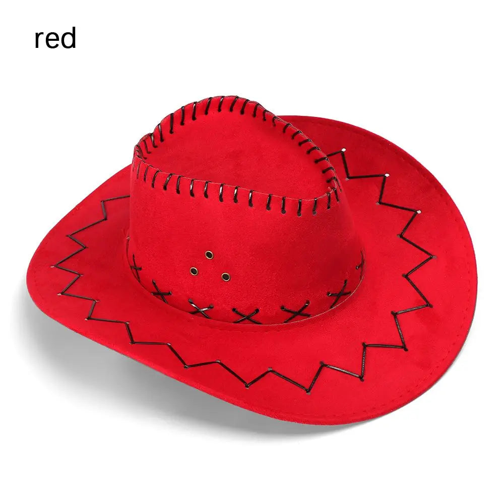 Women Men Cowboy Hat Western Suede Cowgirl Hats Fashion West Fancy Dress Party Headwear Unisex Cap