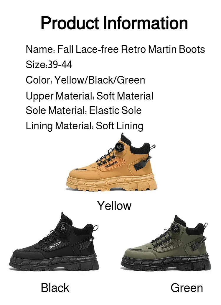 Men's Autumn New Retro Work Boots, Thick-Soled High-Top Casual Ankle Boots, Non-Slip Durable, Ideal for Daily & Outdoor Wear