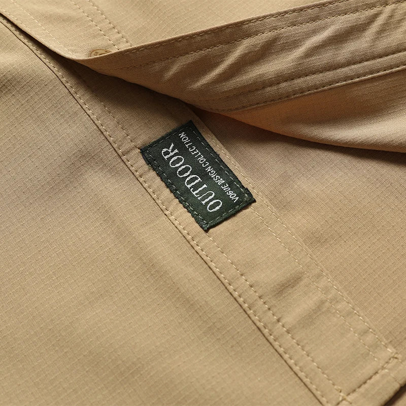 Summer Men Long Sleeve Cargo Breathable Shirt Mens Casual Tactic Military Shirts Men Multi Pocket Outdoor Hike Safari Work Shirt