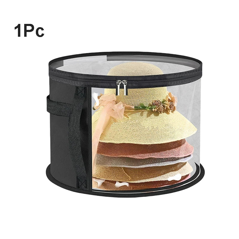 Hats Boxes for Women Storage Travel Large Round Hat Carrier Case Organizer Men Cowboys Caps Clothes Closet Storage Foldable