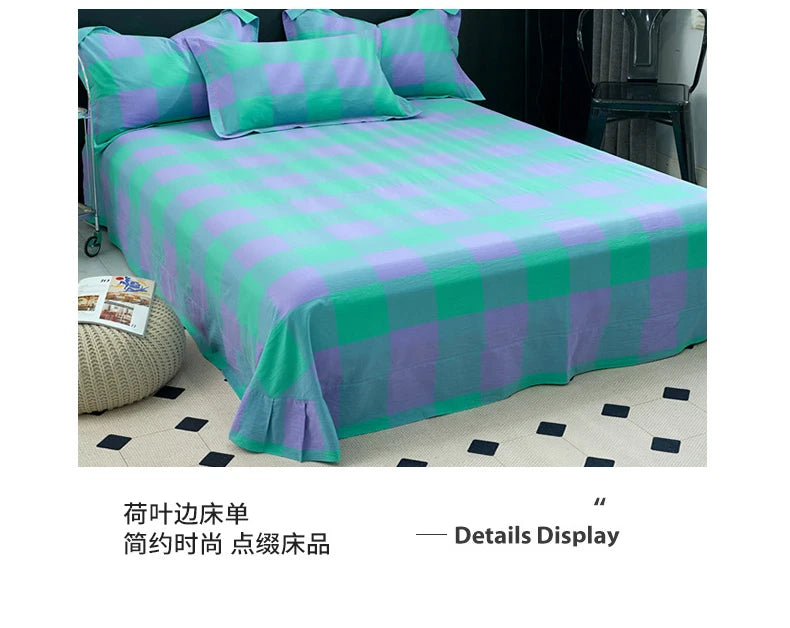 New Cotton Quilt Cover Plaid Yarn-dyed Washed Single Douvet Bed 160x210 220x240 Skin Friendly Comfortable Large Size Bedding