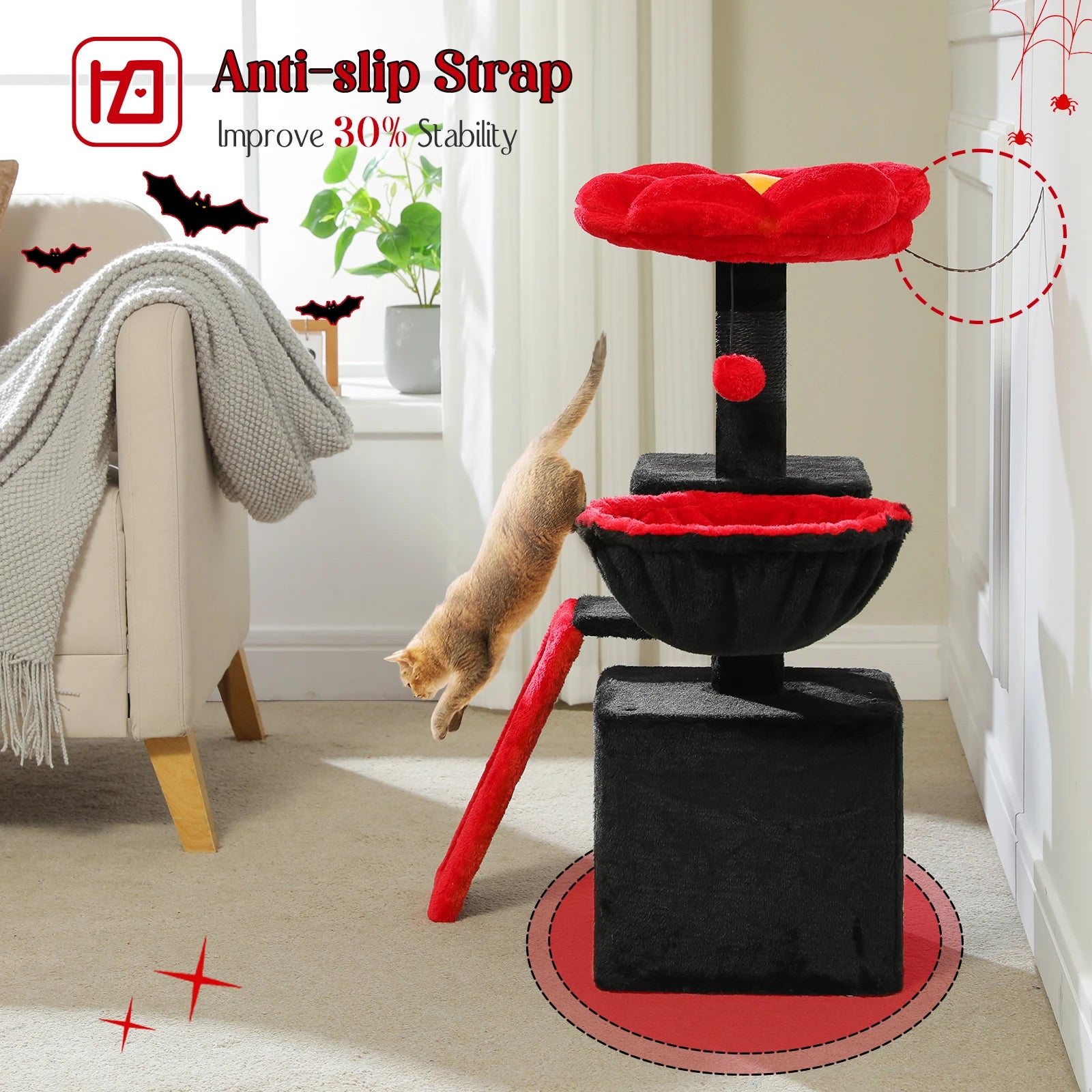 Flower Cat Tree for Indoor Small Cat Tower with Sisal Scratching Ramp Cozy Hammock and Removable Top Perch Cat Condo Kittens Toy