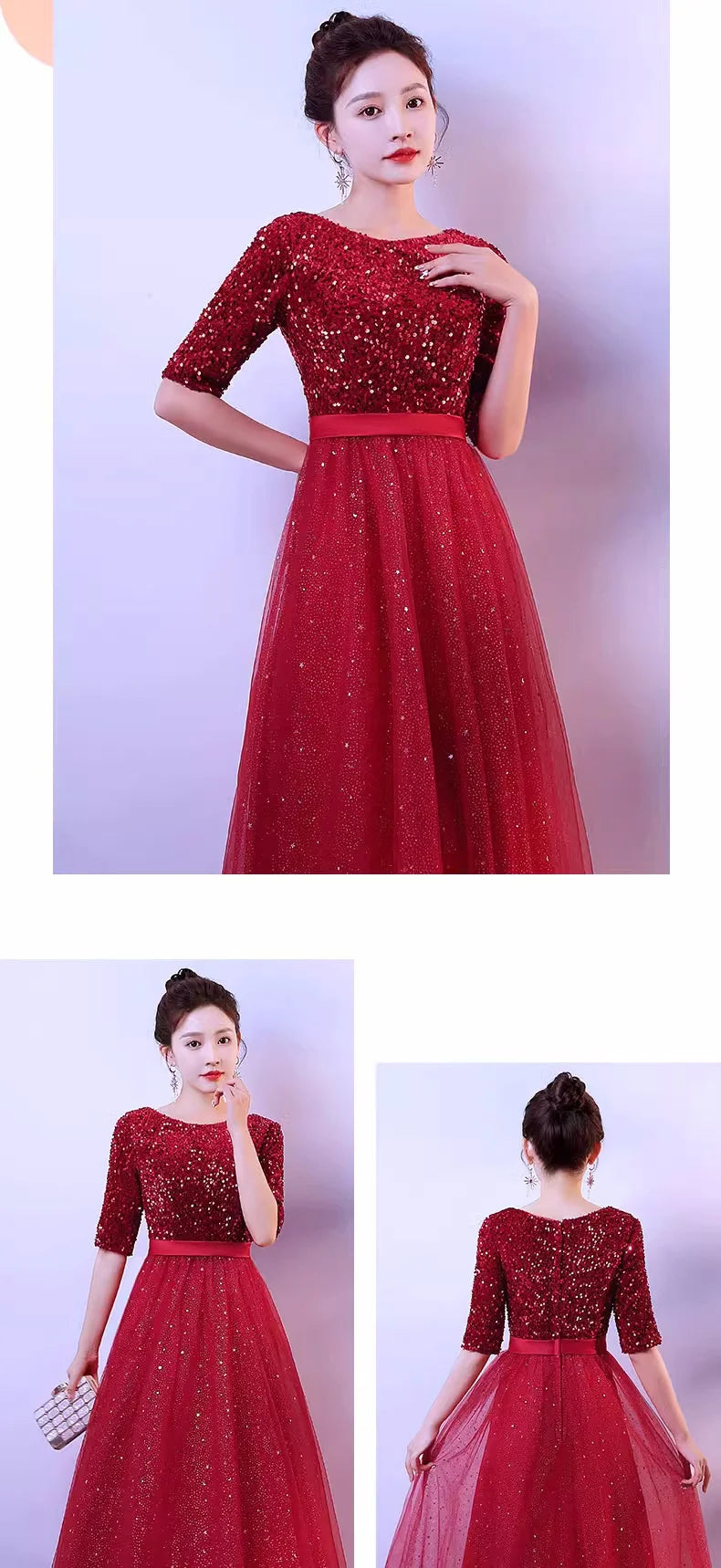 DMZ-75#Evening Bridesmaid Dresses Long Chorus Costume Host Adult Christmas Dress Sequin Wholesale Royal Blue Red  Wine Red Gary