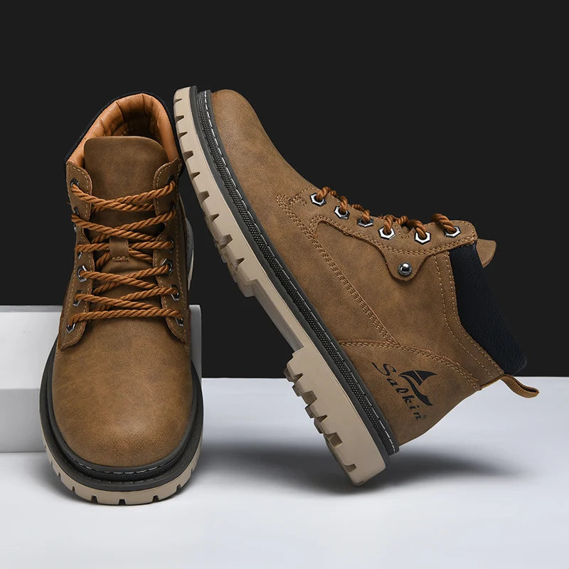 Handmade Men Boots Ankle Winter Leather Shoes Autumn Outdoor Hiking Boots Sneakers Hombres Botas High Top Footwear Anti Slip