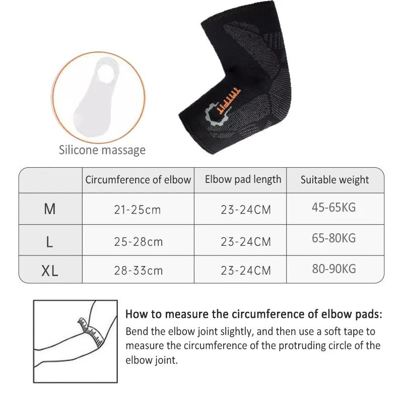 Sports Elbow Pads with Silicone Massage Tennis Arm Joint Sleeves Outdoor Basketball Arm Protectors Fitness Sport Protective Gear