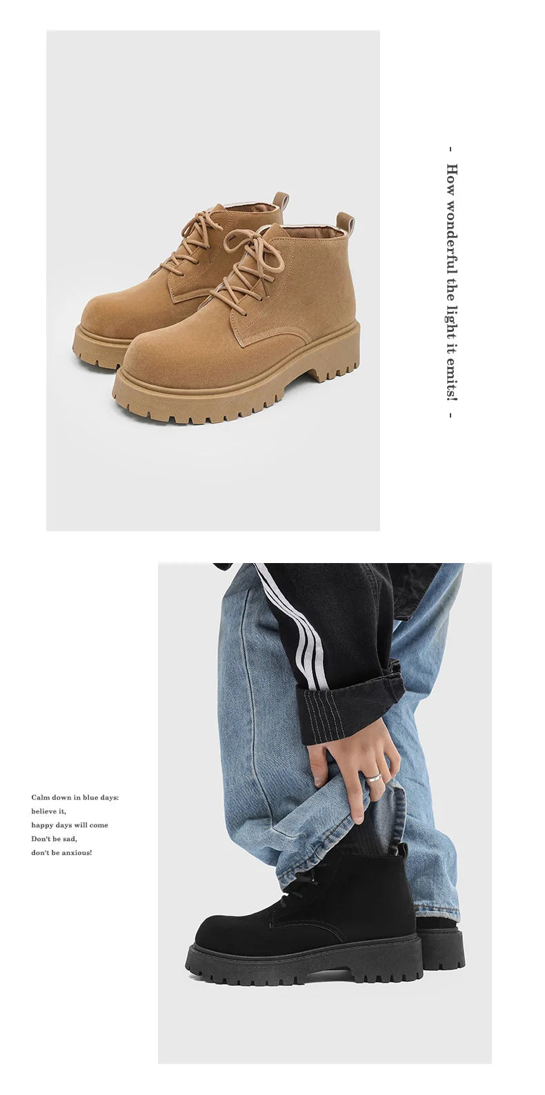 Men's High Top Platform Boots British Style High-end Chelsea Boots Fashion Retro Men Tooling Ankle Boots Mens Shoes Botas Hombre